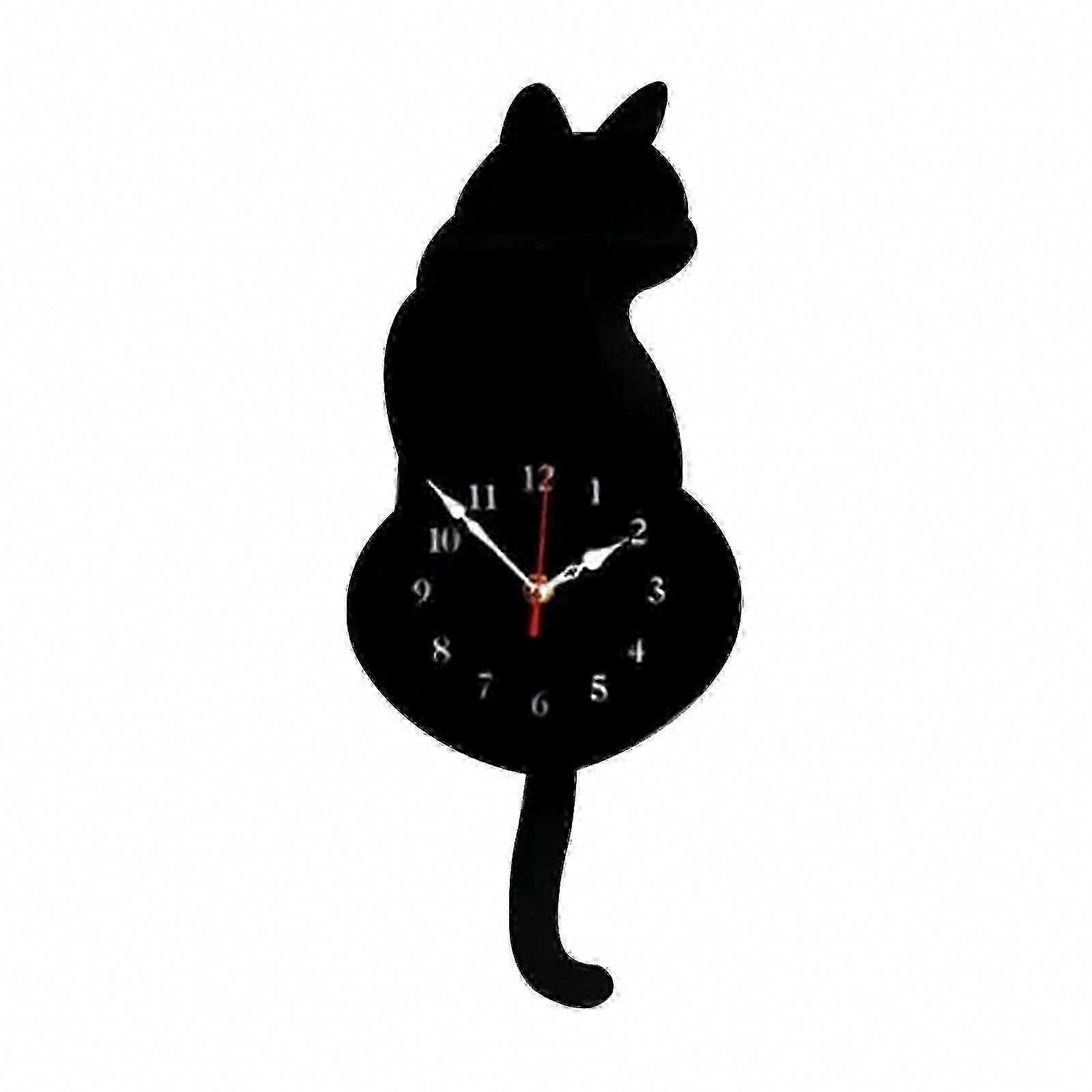 Nordic Cat Wall Clock With Wagging Tail