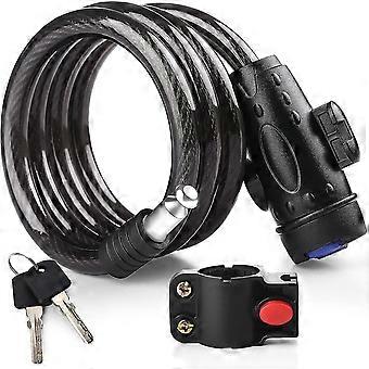 Cadeado de cabo para bicicleta, [alta segurança] Cadeado resistente de 12 mm de espessura com 2 chaves - Bom