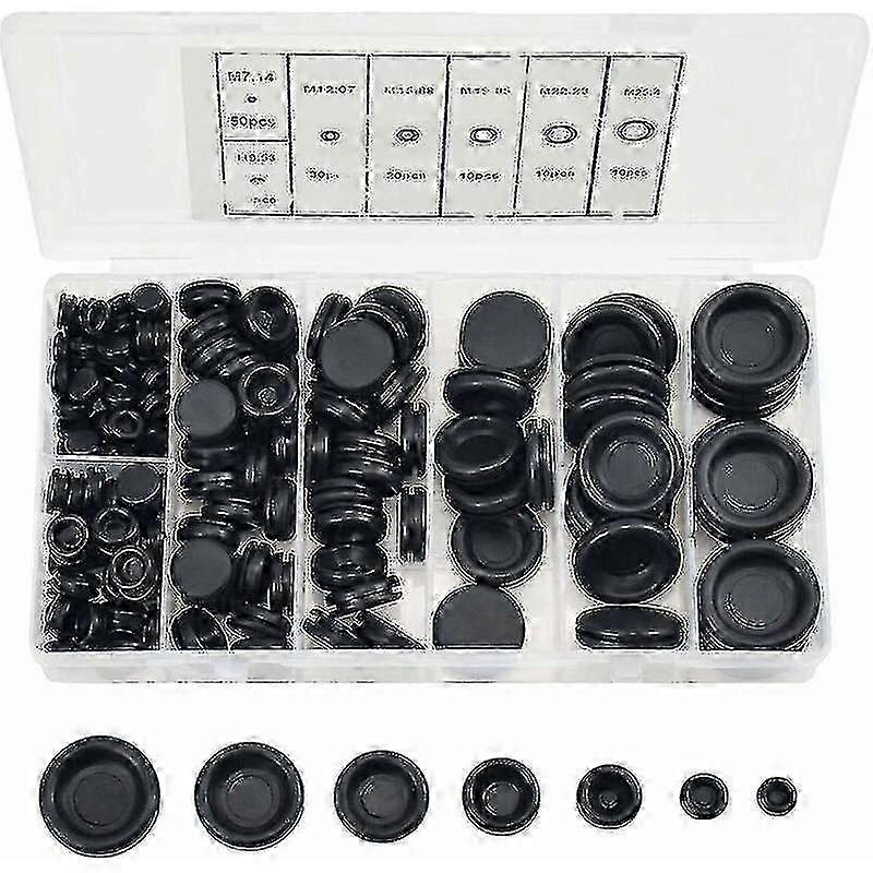 170 Pcs Black Rubber Grommets Set