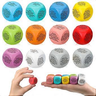 12 Pcs Conversation Cubes for Social Emotional Learning, Wooden Ice Breaker Dice Set for Classroom, Family and Couples