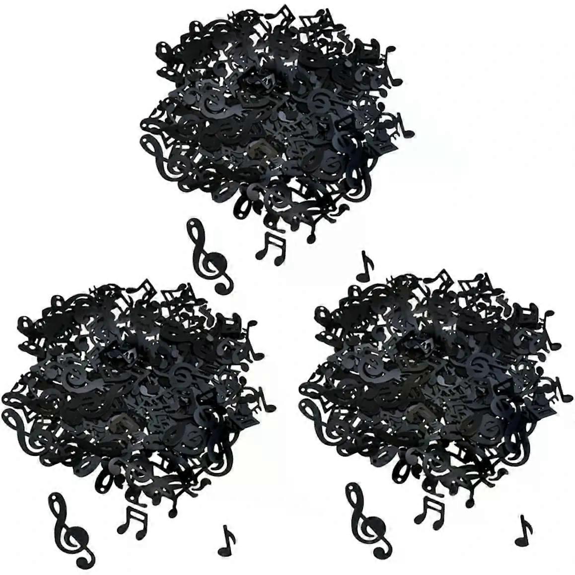 Black Note Confetti Paper Scrape Decor, 3 Pack Lightweight