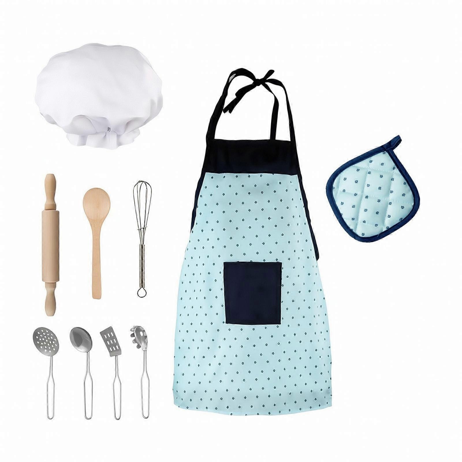 Chef Costume with Accessories Adjustable Apron and Hat Set Educational