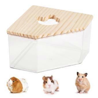 Hamster zandbad transparant acryl doucheruimte met houten deksel