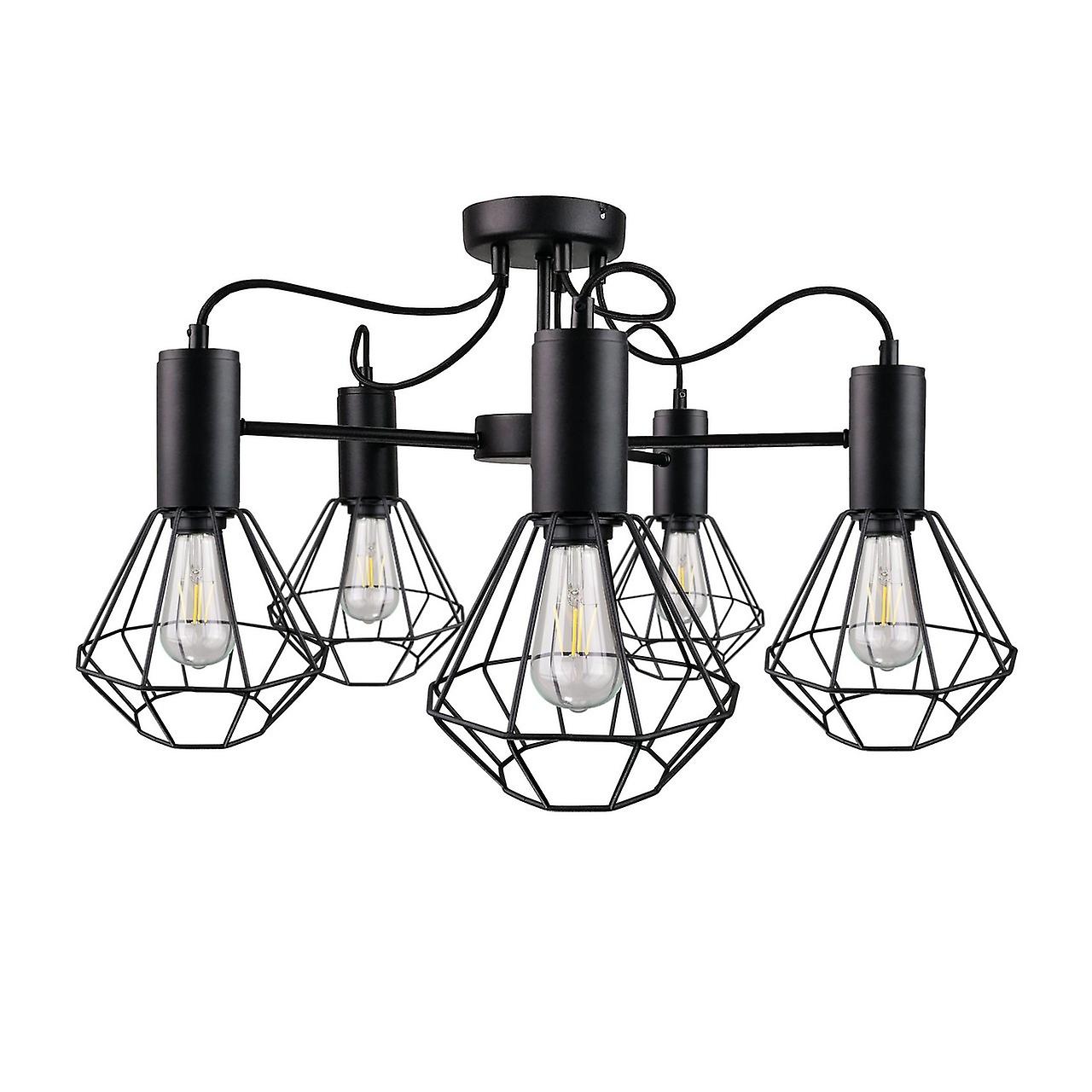 Keter Lars Multi Arm Semi Flush Ceiling Light Black, 60cm, 5x E27