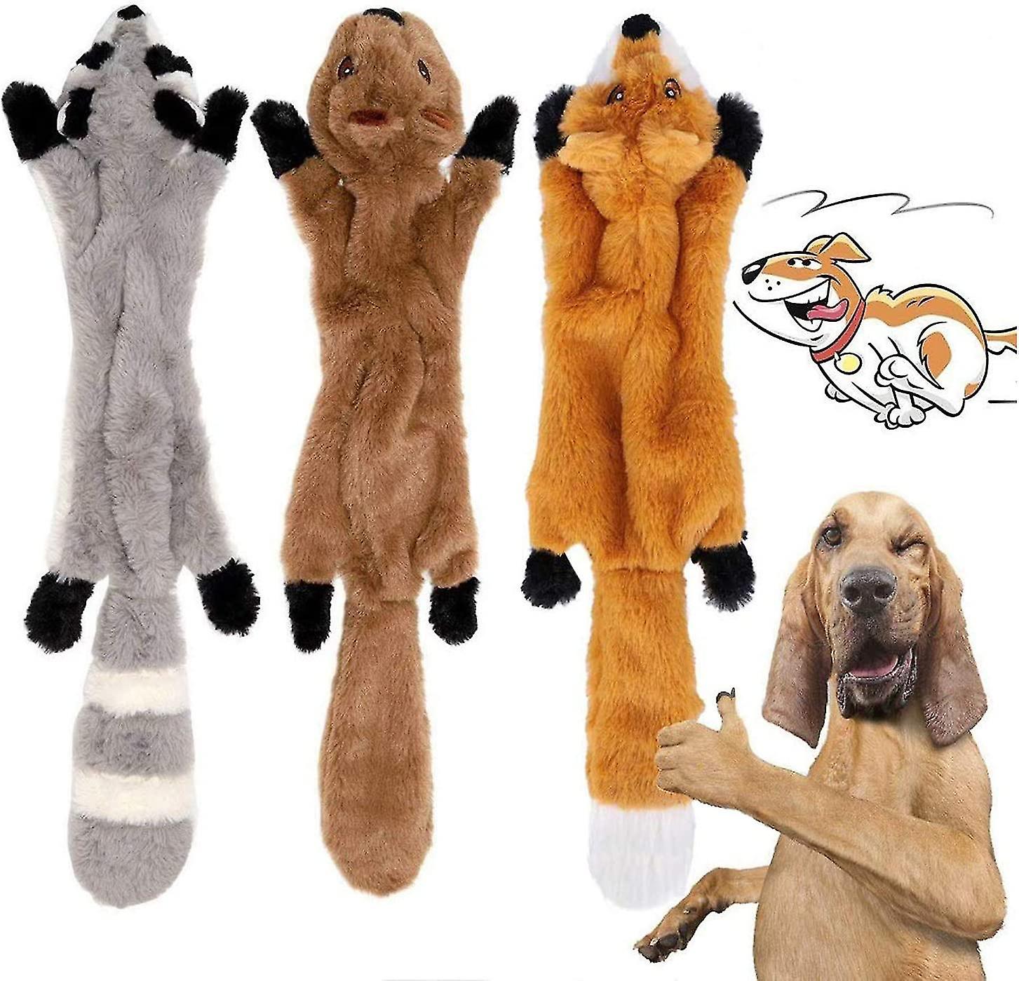 3 Pack Dog Squeaky Chew Toy No Stuffing Dog Toy Plush Animal Dog Toy For Small Gift