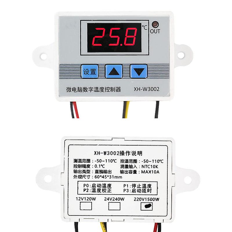 W3002 Digital Led Temperature Controller Thermostat Control Switch Probe Sensor With Temperature Correction 220v 12v 24v 40%off