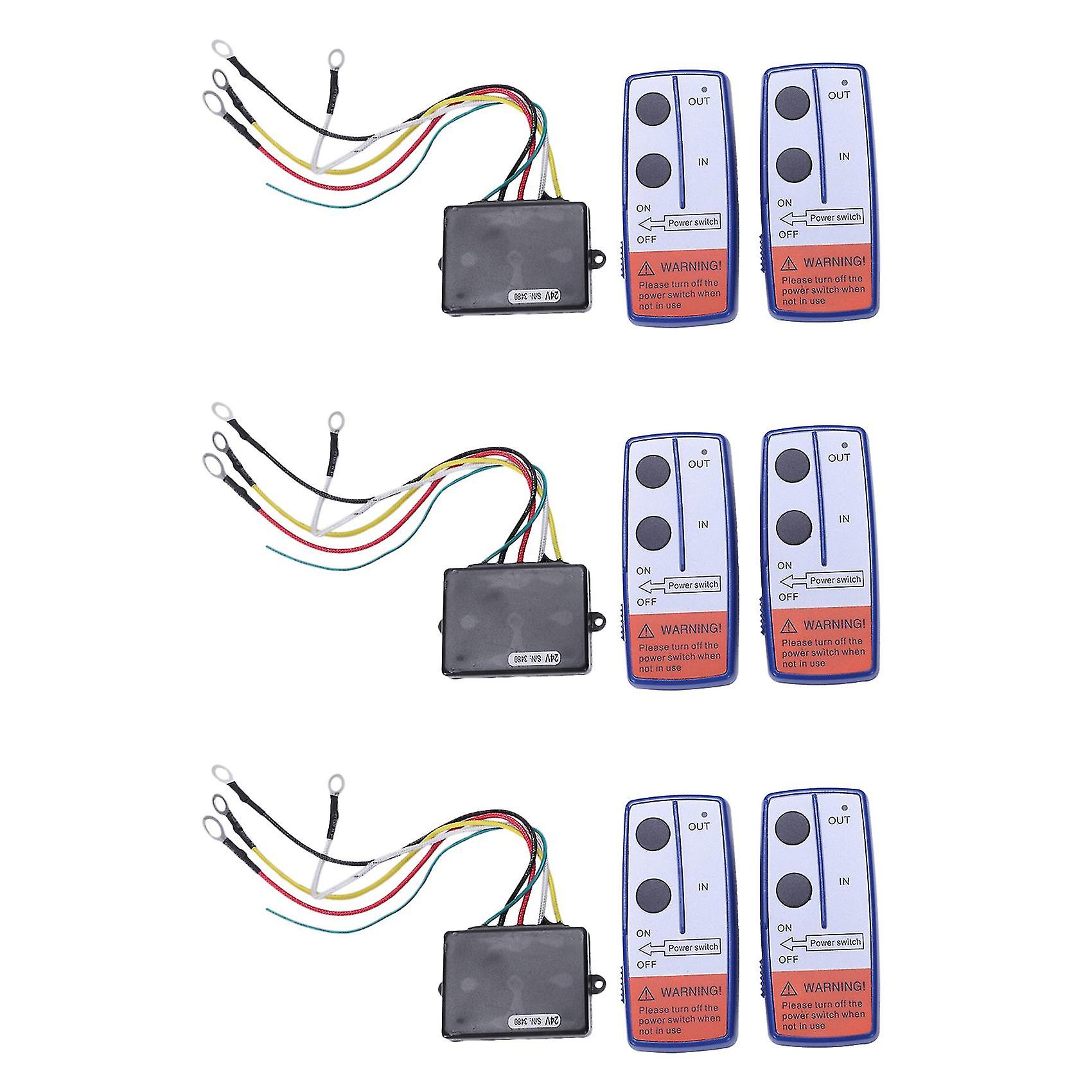 Lot de 6 treuils de récupération sans fil avec télécommande et double télécommande pour VTT, camion, 24 V