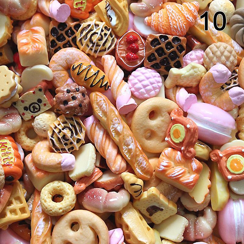 10pcs Mini Play Toy Food Cake Biscuit Donuts Miniature Mobile Phone Accessories