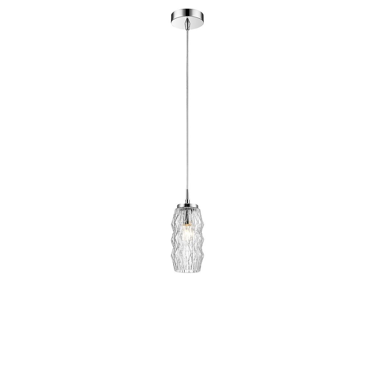 Merano Edmonton Slim Pendant Ceiling Light Clear Glass, Chrome Base LED E14