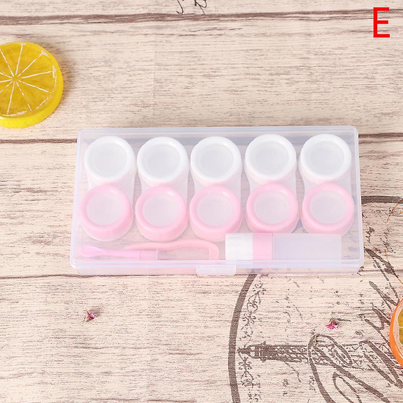 5 Pairs Contact Lens Case Cosmetic Contact Storage Box With Bottle And Tweezers