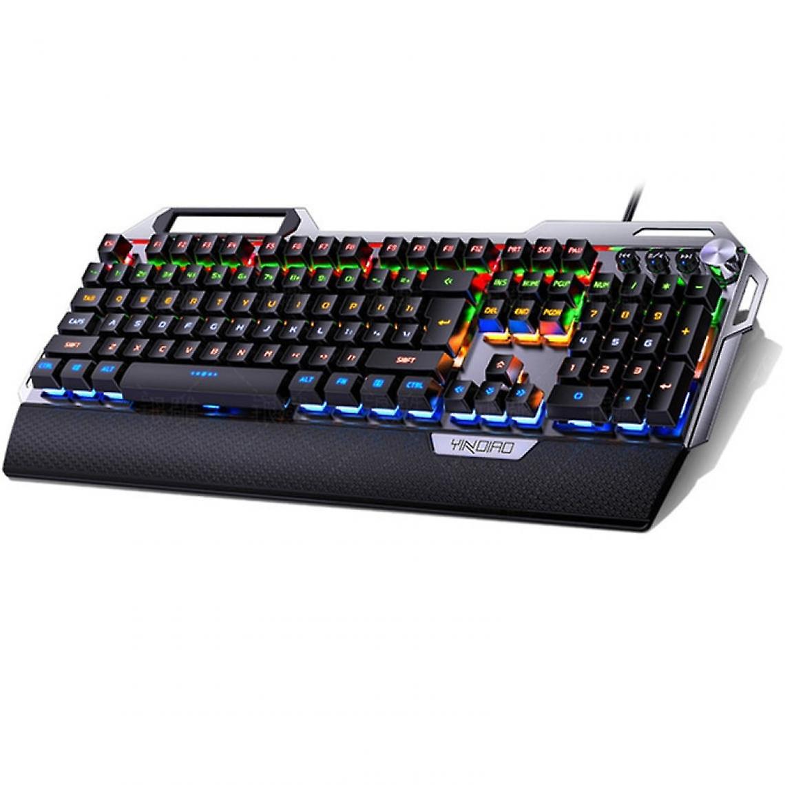 Mechanical Metal Gaming Keyboard With Hand Rest, Mobile Phone Holder Button Adjustment 104 Keys Wired Keyboard | Keyboard (black Switch)