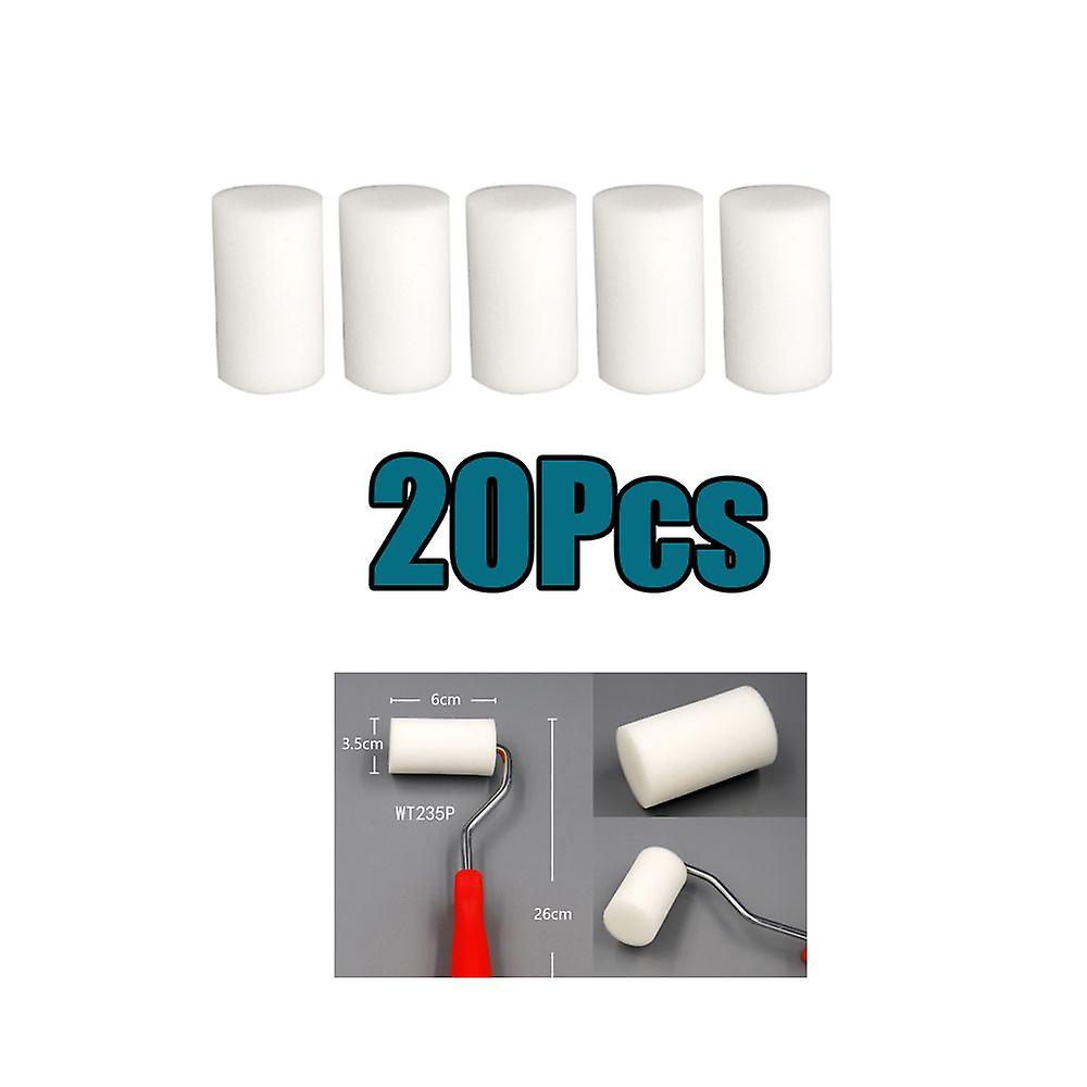 20pcs 6cm Mini Wall Paint Roller Foam Covers Household Refills White