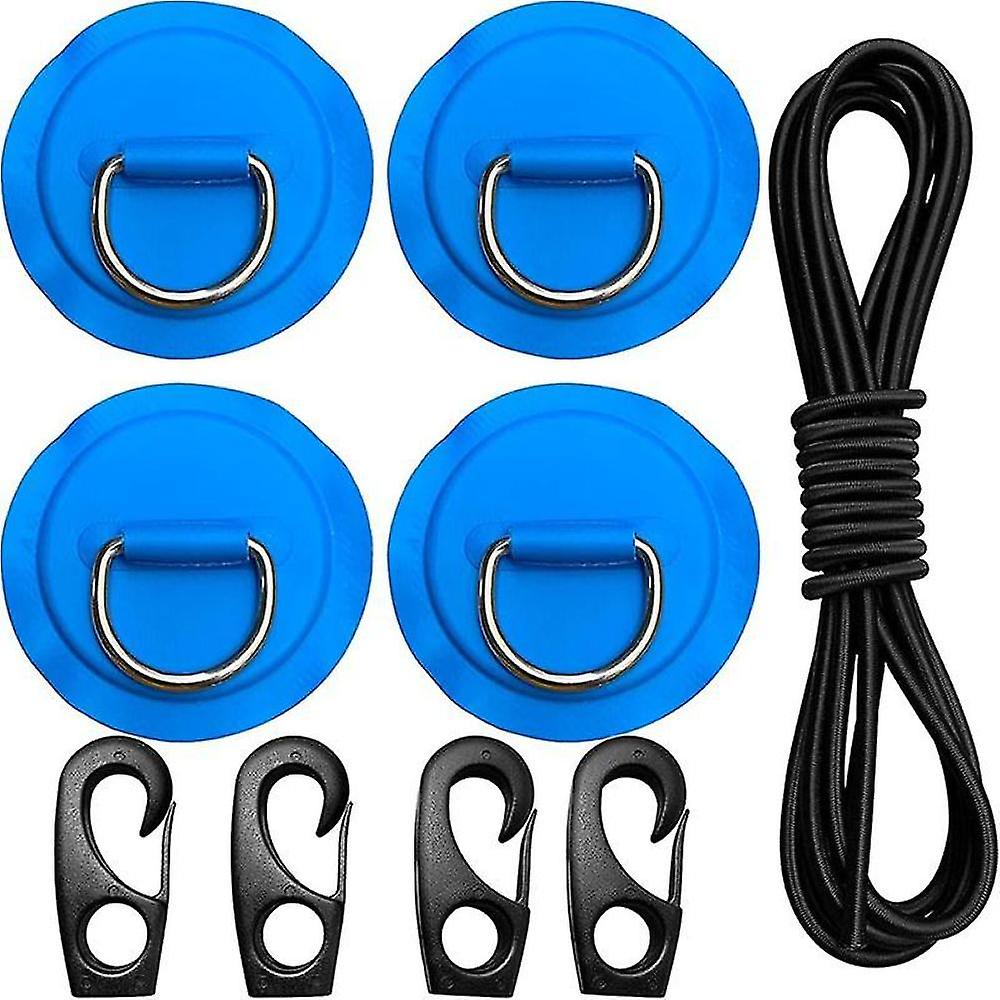 Pad Eye Cord Kit,d-ring +bungee Shock Cord+hooks-deck Lashing Ring With Plate For Boat Kayak Access