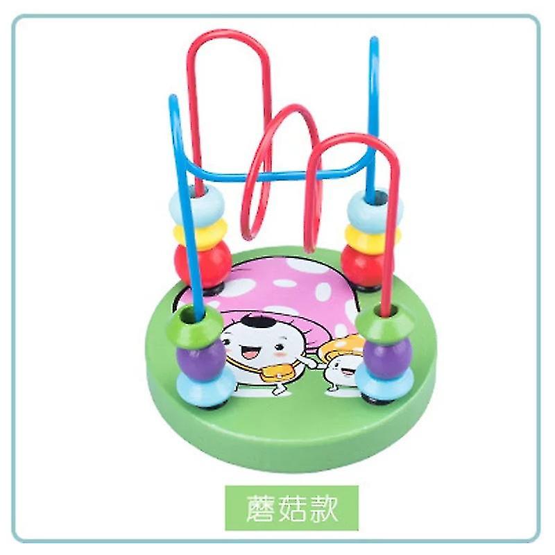 Wooden Mini Circle Bead Maze Educational Toy Brightly Colorful Wire Roller Puzzle Counting Frames For Baby Toddler