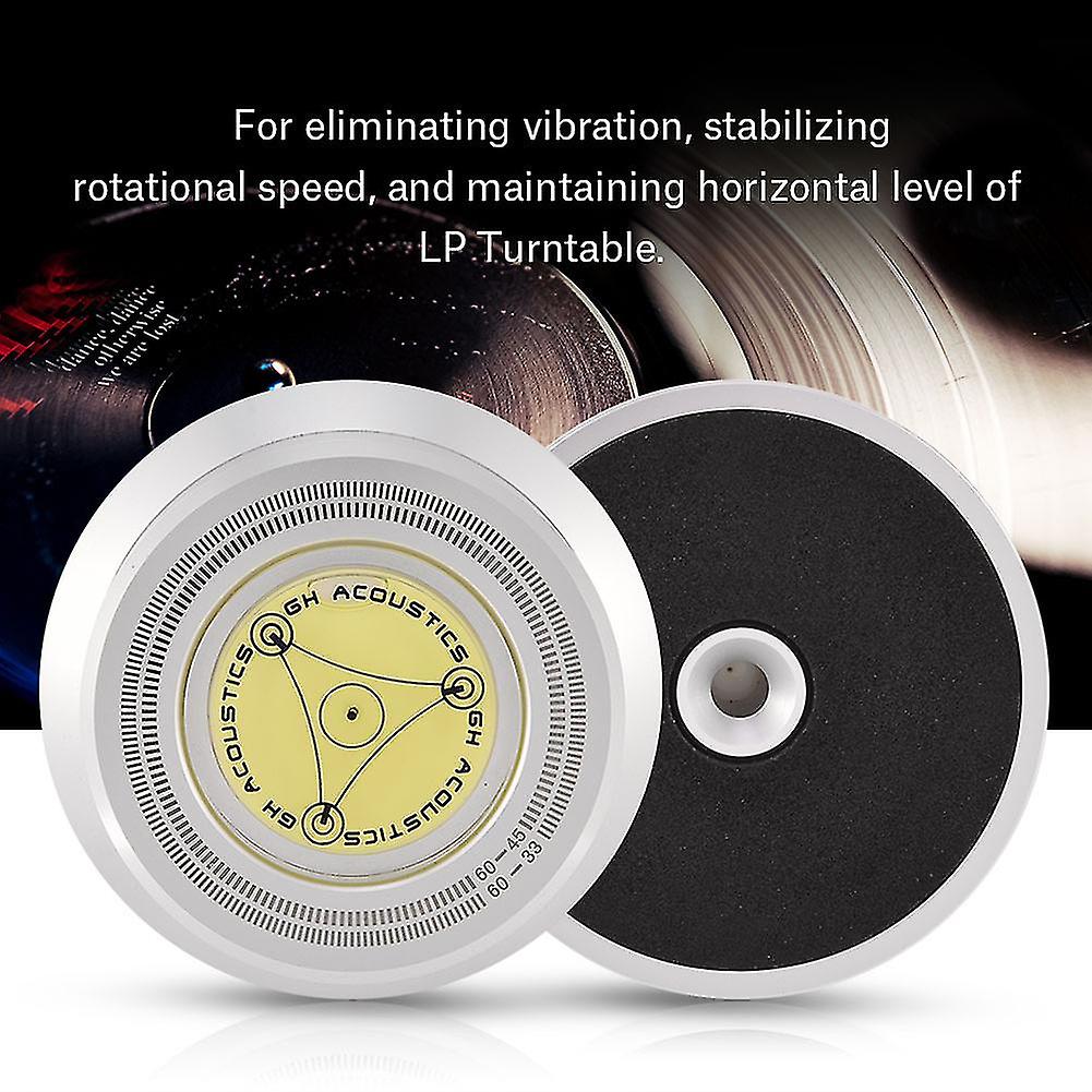60Hz Turntable Disc Record Stabilizer Clamp with Bubble Level for LP Vinyl Record Player Silver