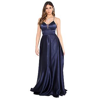 KRISP mujeres mujeres Strappy Maxi vestido satinado vestido de la boda fiesta de cóctel es más