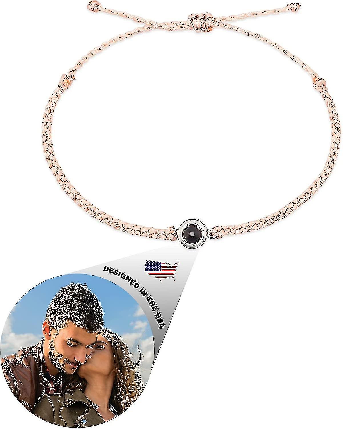 Bracelets With Photo Projection, I You Bracelets 100 Languages, Circle Photo Bracelet With Braided R