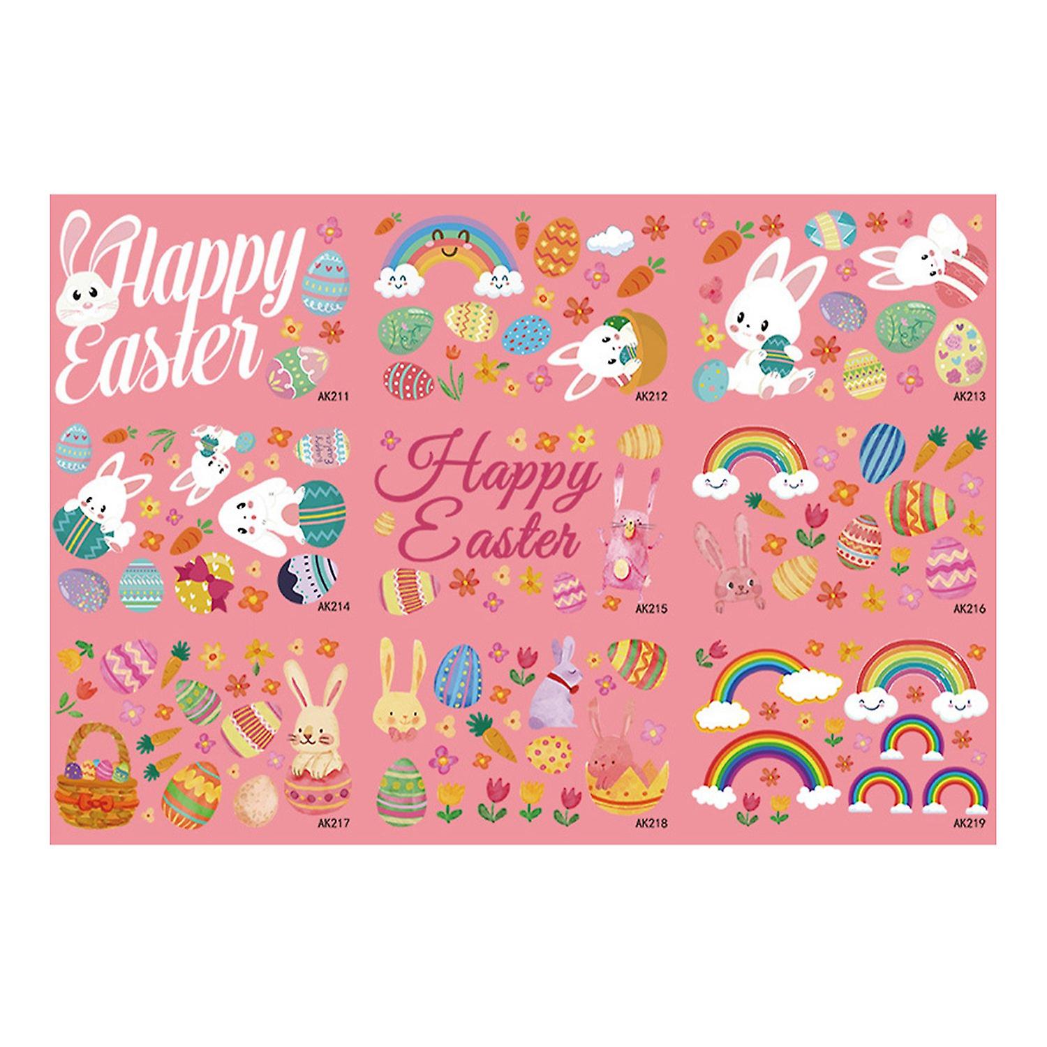 1 Set Sticker Bunny Pattern Glue-free PVC Easter Static Sticker for Refrigerator