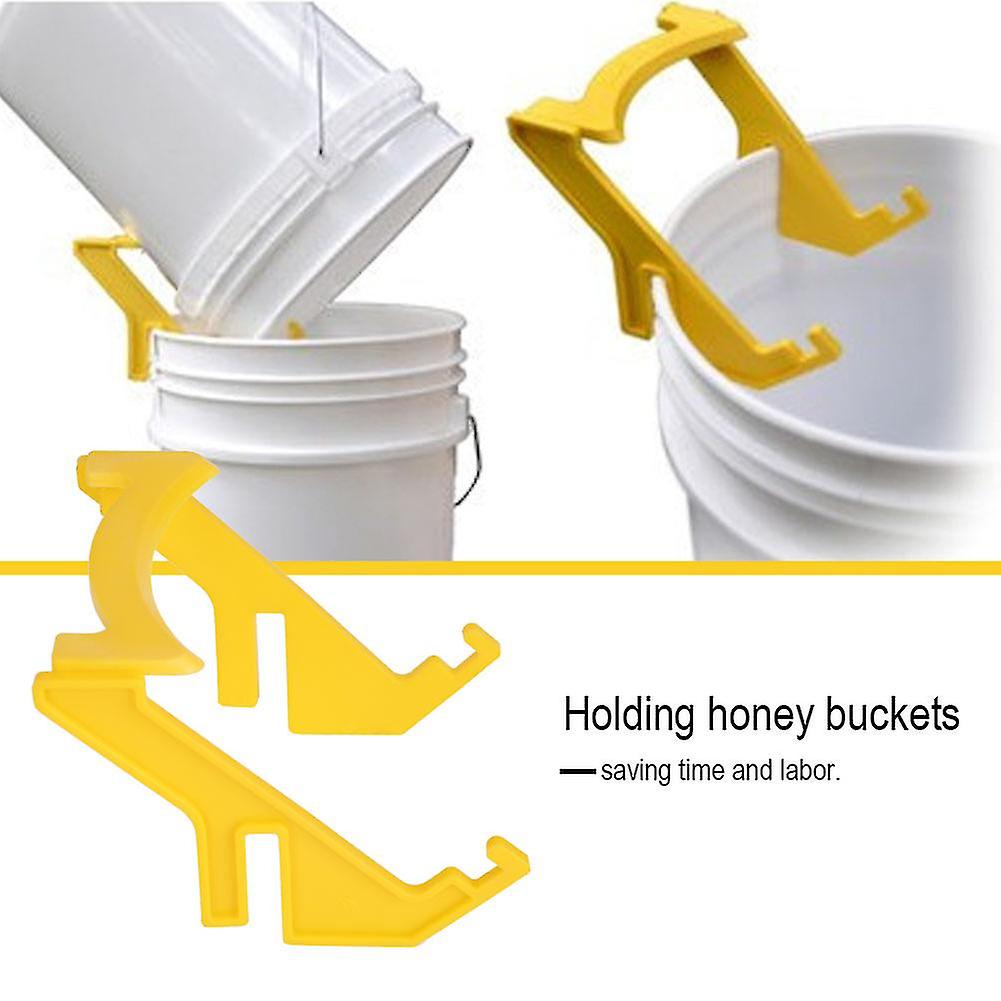 Honey Bucket Rack Frame, Honey Bucket Holder 7.48 x 6.69 Inch Plastic Grip Holder Beekeeping Beekeepers Tool for Honey Extraction (Yellow)