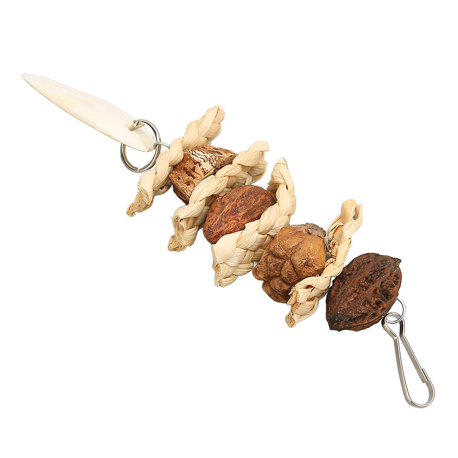 Handmade Bird Chew Toy with Corn Leaves Nuts & Cuttlefish Bone