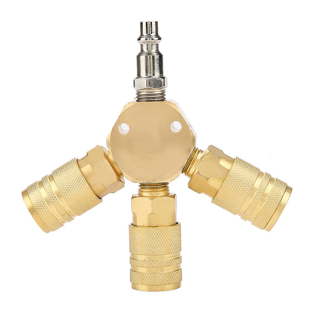 Three-way T-shaped pneumatic air-gas quick connector for tube
