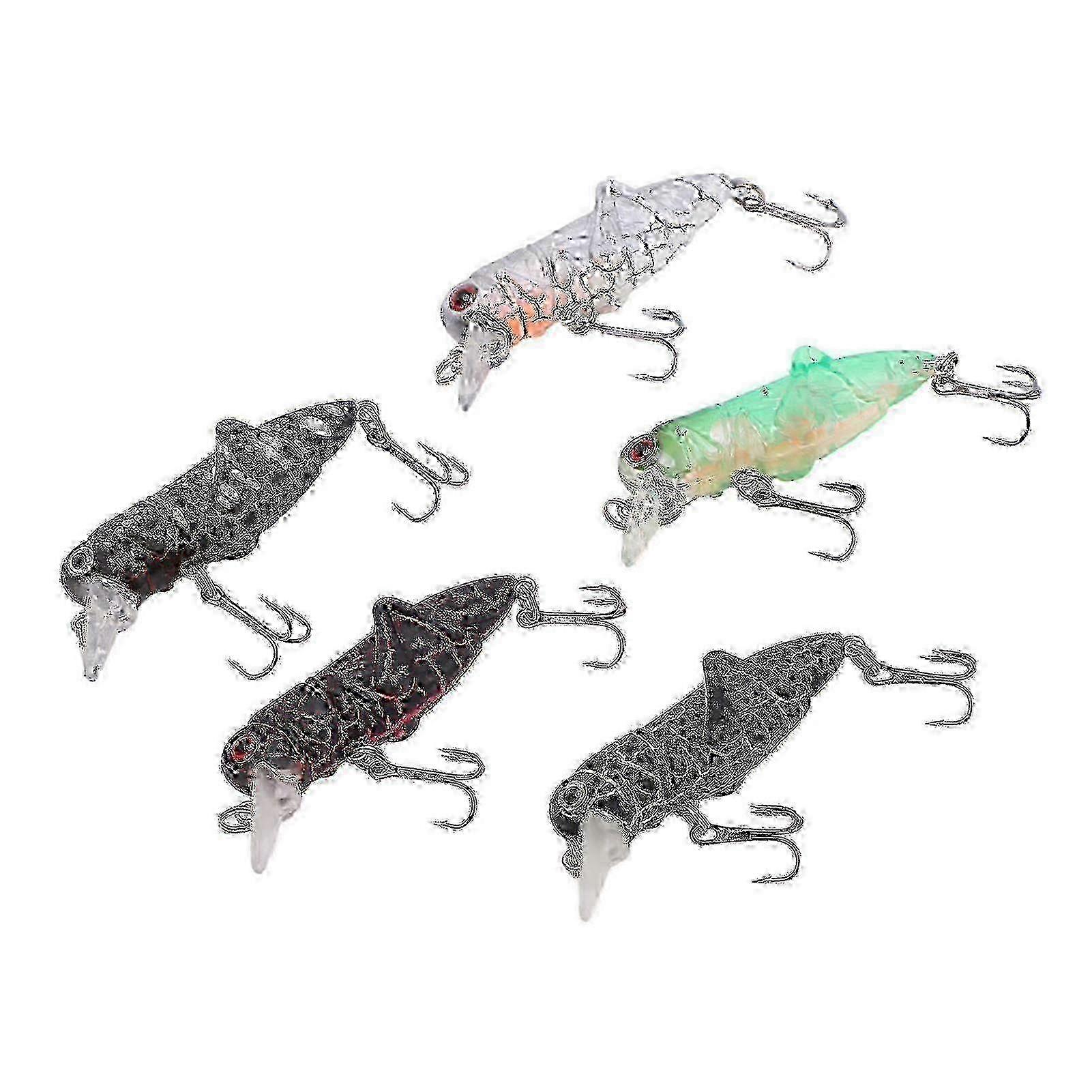 Nimomo Grasshopper Bait Insect Grasshopper Minnow Hard Baits 5PCS, 5.5cm/3.3g Artificial Swimbaits for Fishing Tackle