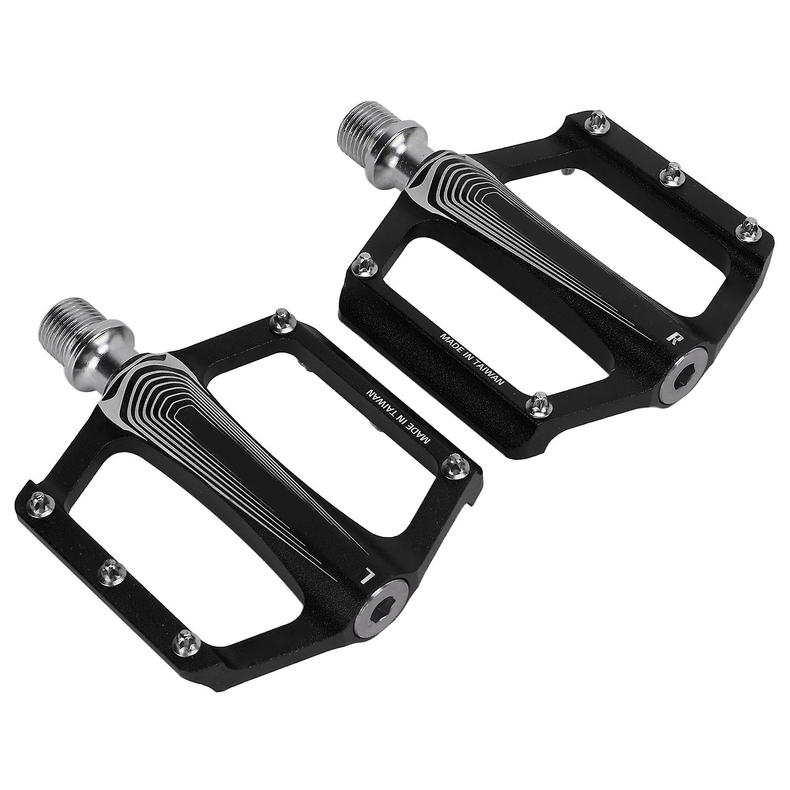 Enlee Bicycle Flat Pedal Aluminum Alloy DU Bearing Bike Flat Pedal for Road Mountain BikesBlack