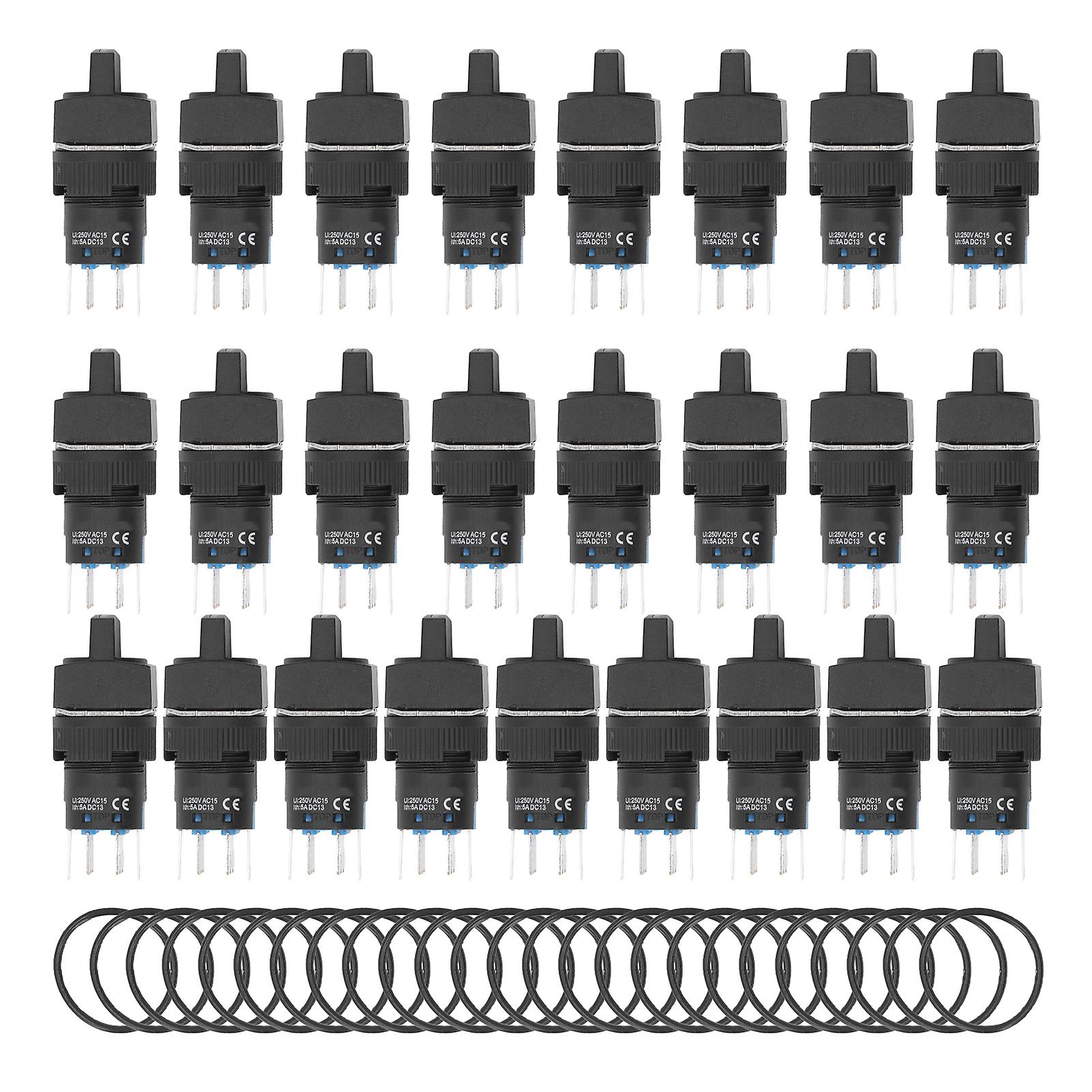 25PCS 16mm Square Knob Selector Switches - 3 Speed, Self-Locking, Lighted, 12V, Green