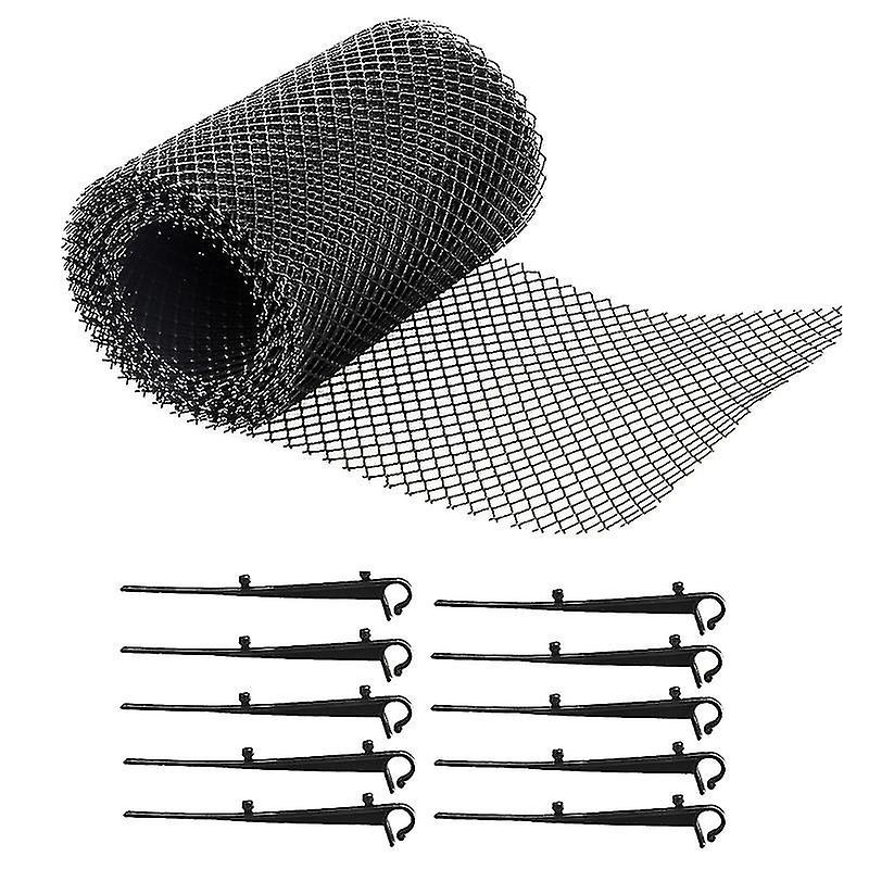 600X15cm Black Plant & Herb Growing Kits 1 Set Plastic Gutter Guard Mesh Gutter Downspout Guard Mesh