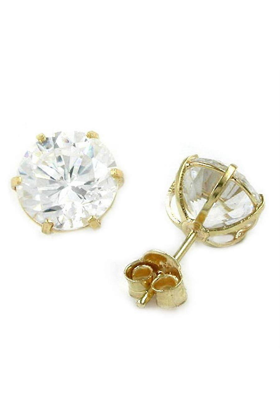 Stud Earrings Large White Zirconia 9k Gold - Gl430340