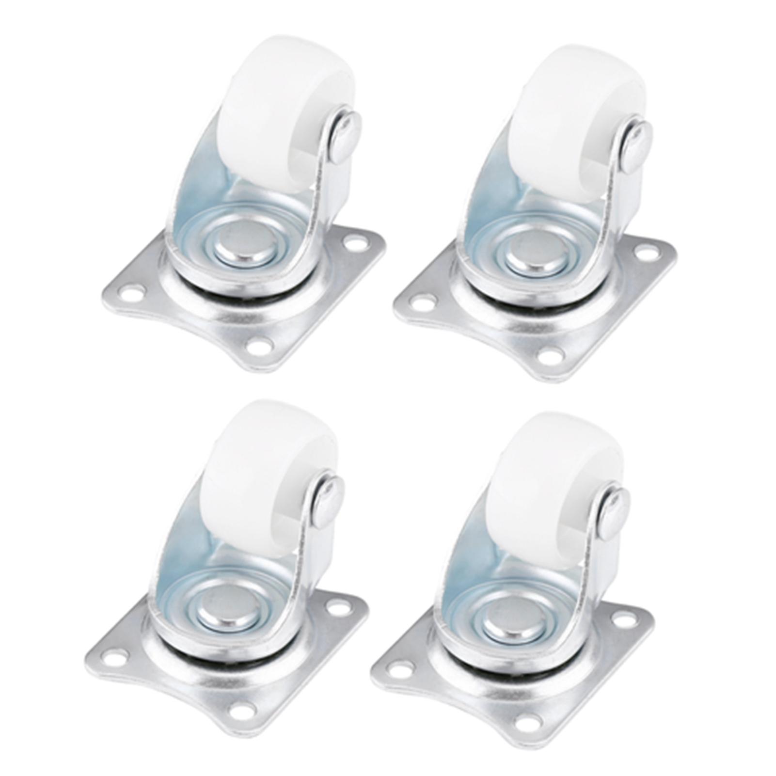 Risegun 4pcs Universal Swivel Casters 1" Wheels White Roller Wheel For Furniture Trolley Chair