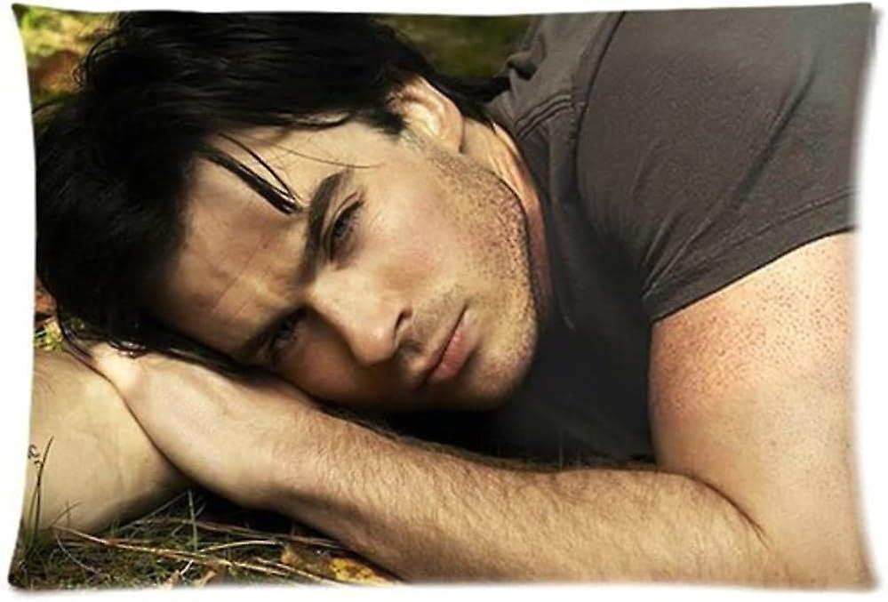 Aangepaste Vampire Diaries Damon Salvatore Ian Somerhalder kussensloop met ritssluiting 40x60cm AB-5870