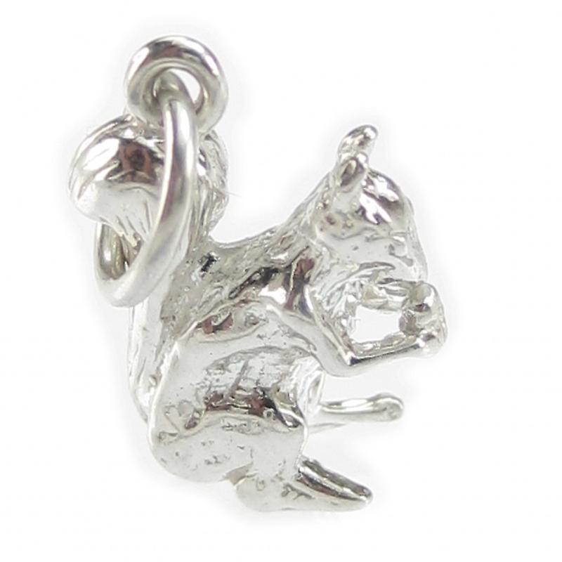 Squirrel Eating Tiny Acorn Sterling Silver Charm .925 X 1 Squirrels Charms