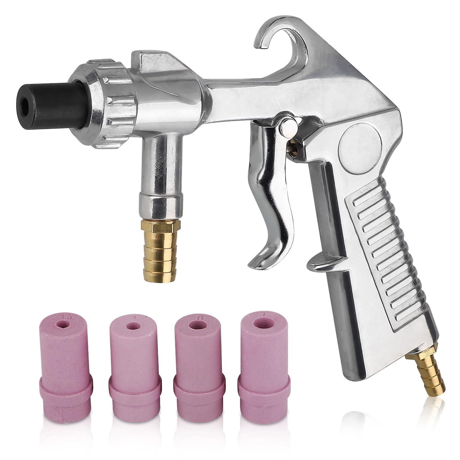 Sand Blaster Gun Kit, Sandblaster Set with 4Pcs Ceramic Nozzles + Extra Iro