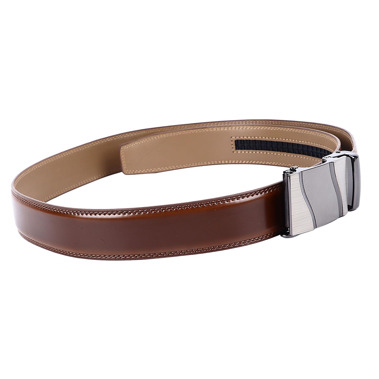 Leather Belt for Men Adjustable Customizable Fit Mens Casual Dress Belt with Automatic Click Buckle for Everyday Light Brown