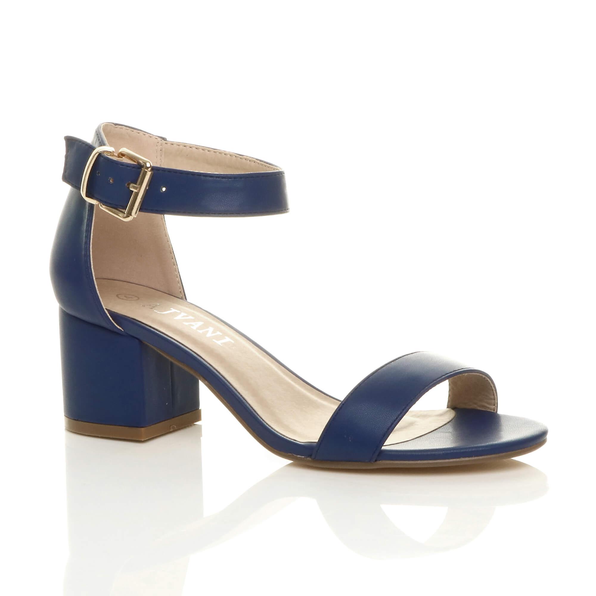 Ajvani 妇女 低 中块脚跟脚踝带扣婚礼伴娘晚会绑带凉鞋