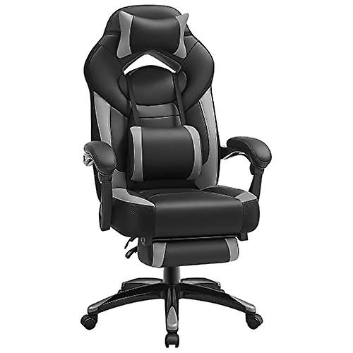 Ergonomic gaming chair with lumbar support and footrest