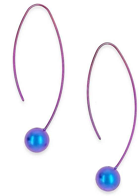 Ti2 Titanium Long Orbit Drop Earrings - Pink