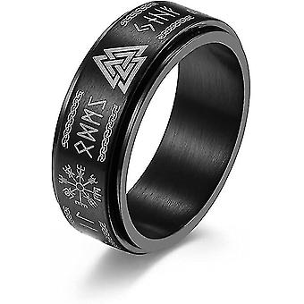 Vintage Viking Rune Ring Men Women Rotating Nordic Stainless Steel Odin ...