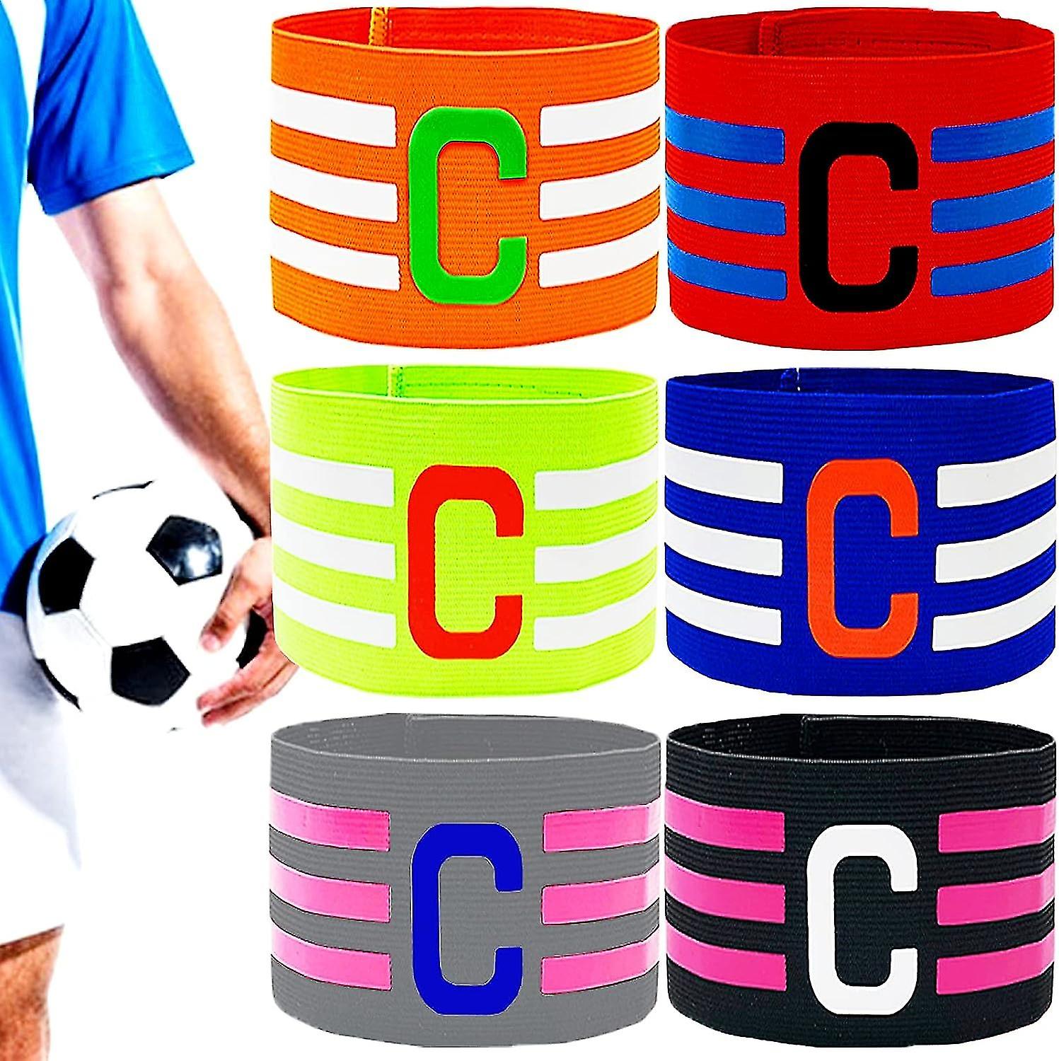 6pcs Football Soccer Adjustable Captain Armbands, Elastic Captain Armband Flexible Sports Player Bands For Youth Kids