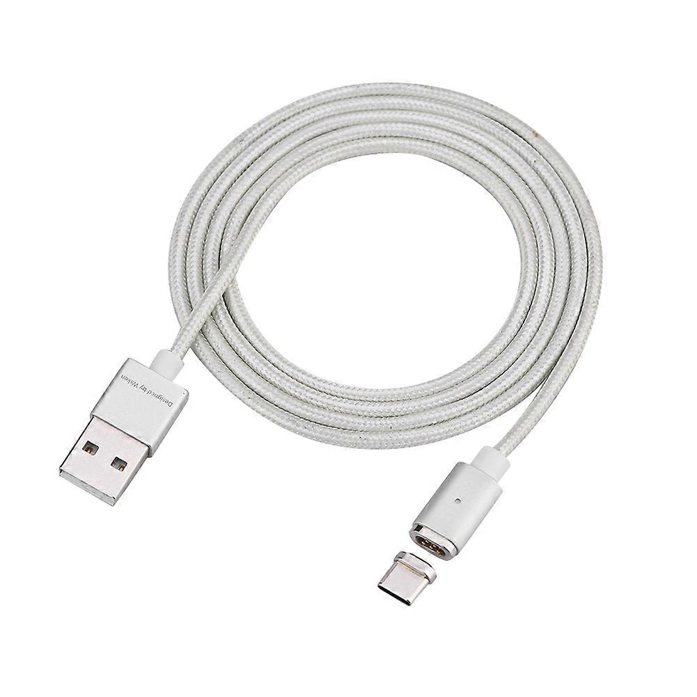 Silver 1M Metal Magnetic Braided Type-C Charger Charging Data Cable