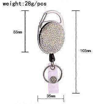 3 Pieces Retractable Badge Holder, Rhinestone Badge Holder, Drawstring For Id Card Holder, For Belt And Keychain
