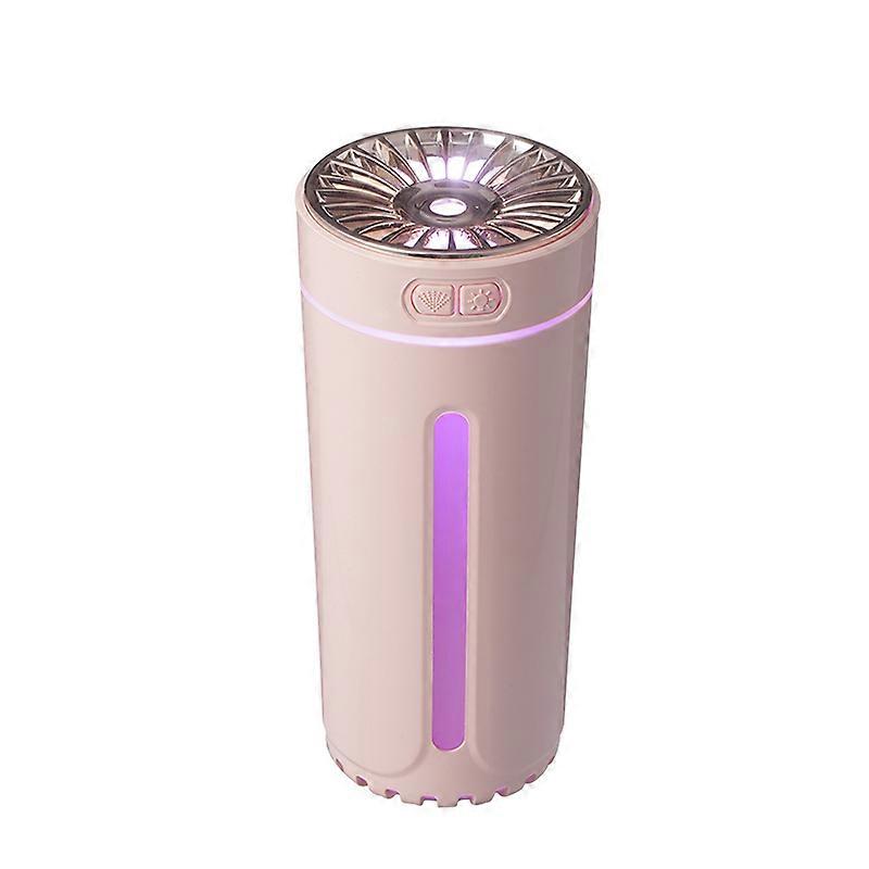 車用加湿器 300ml カラフルナイトライト ミニUSBポータブル エッセンシャルオイルディフューザー 自宅 オフィス用 ピンク