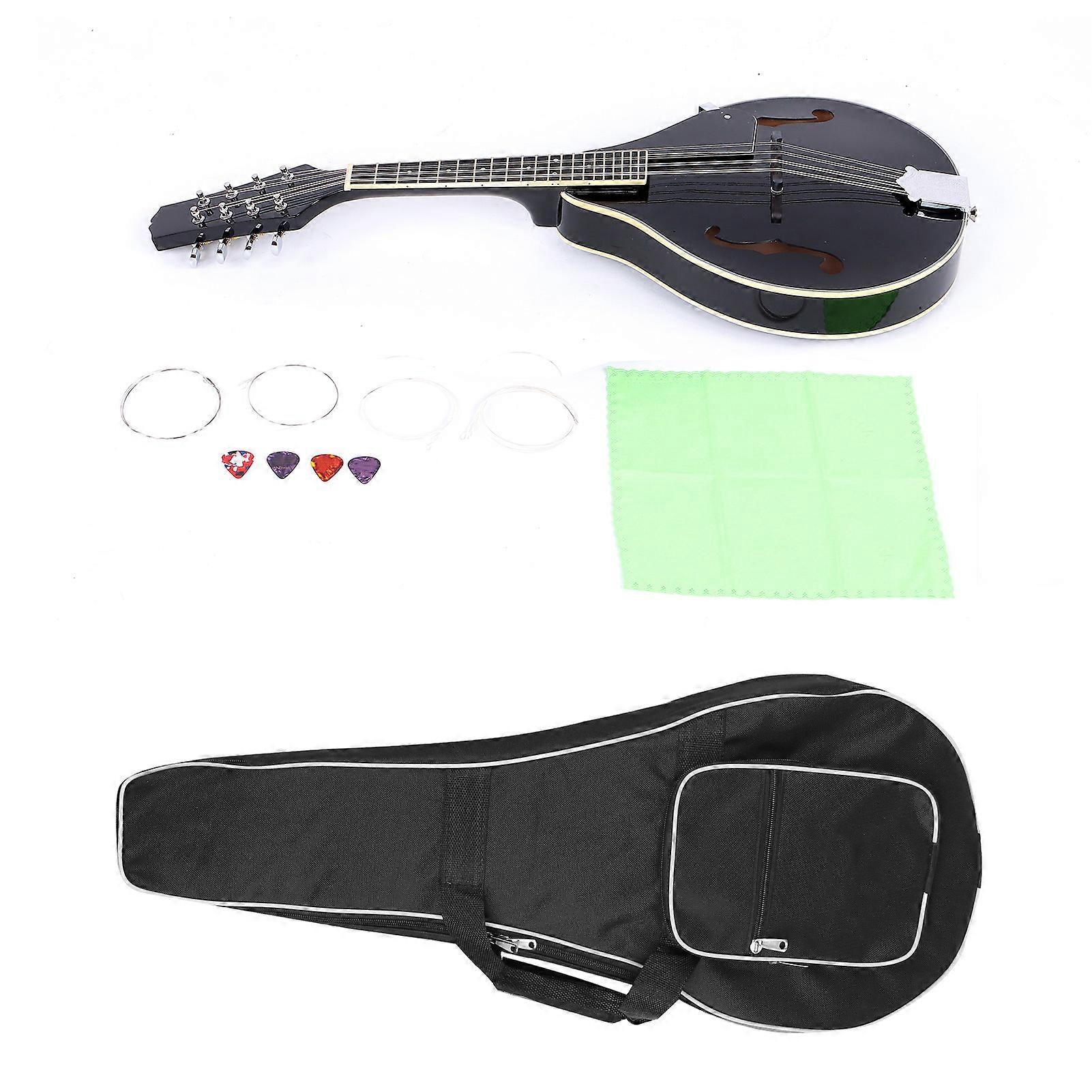 Mandolin 8?String Instrument Black with Bag/Strings/Wipe/Tuner//Picks/Screw/WipeBlack