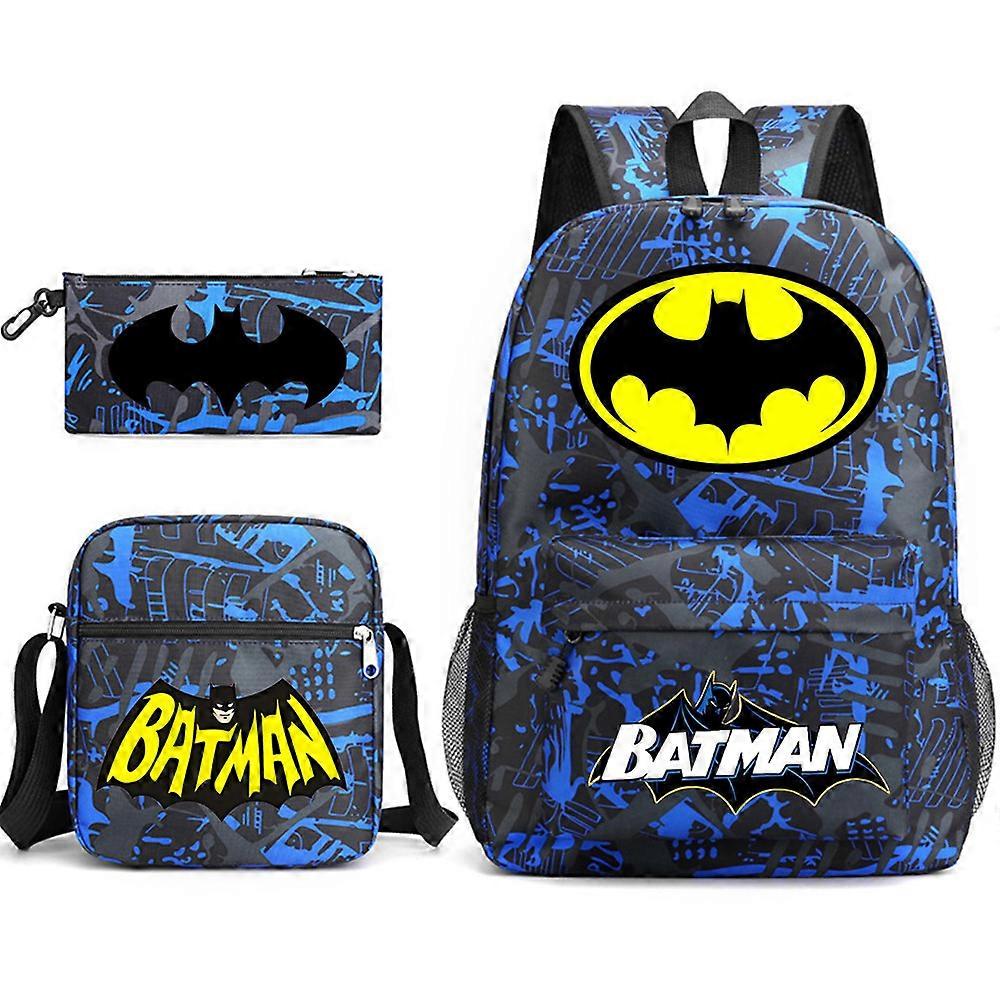 Batman School Bag Backpack Pencil Case Shoulder Bag Three-piece Set