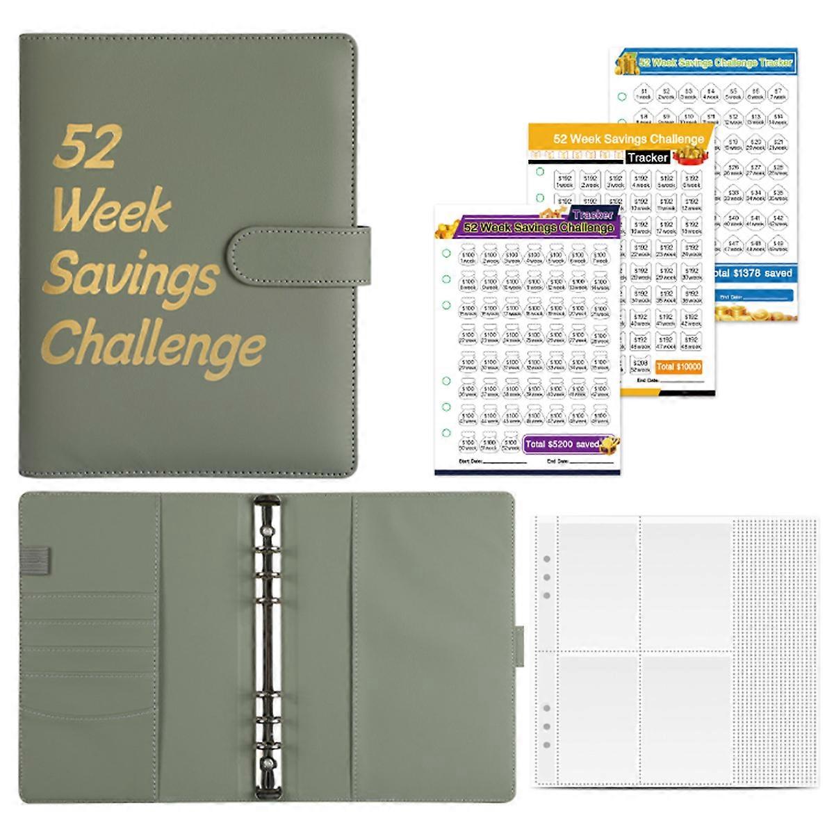 52 Week Money Saving Challenge Binder, A6 Money Saving Binder with Savings Challenges Book and Cash Envelopes