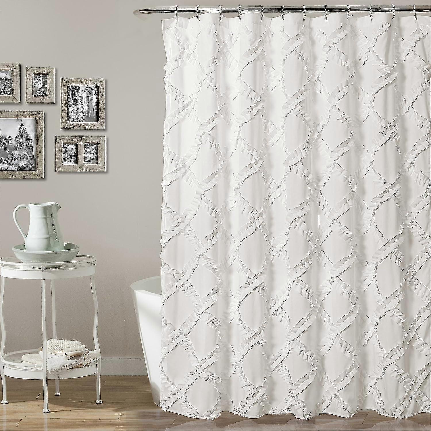 Lush Decor, Blush Ruffle Diamond Shower Curtain | Textured