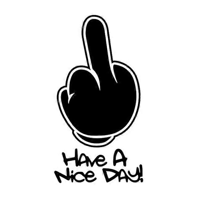 Car Styling HAVe A Nice DAY ! Middle Finger Car Stickers and Decals Creative Funny Carbon Fiber 3D Stickers On Car Auto Stickers