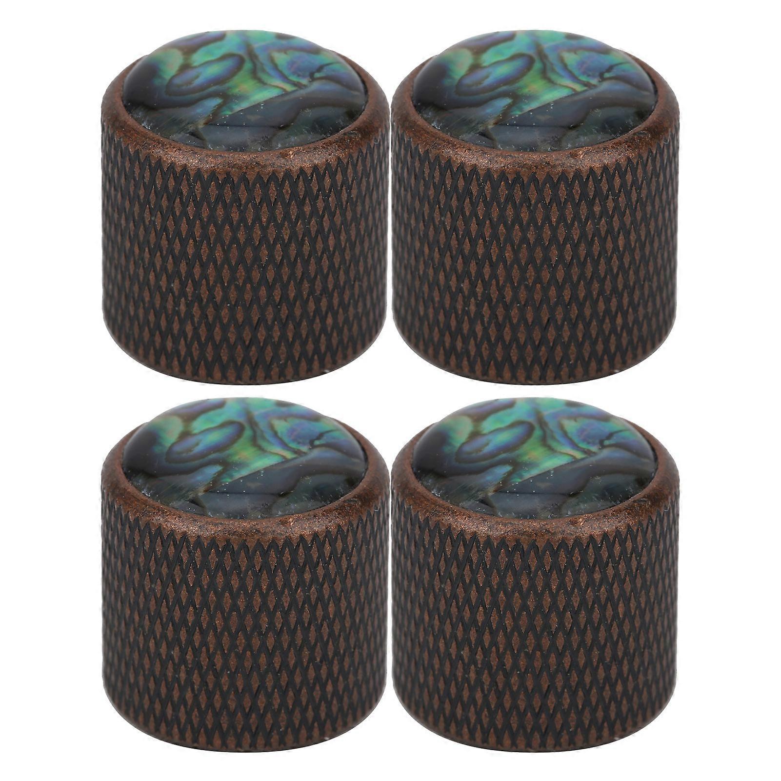 4 st elbasknopp kupolformad metall high-end skal inlagd tonvolymkontroll gitarrdelar (färg skal brons)