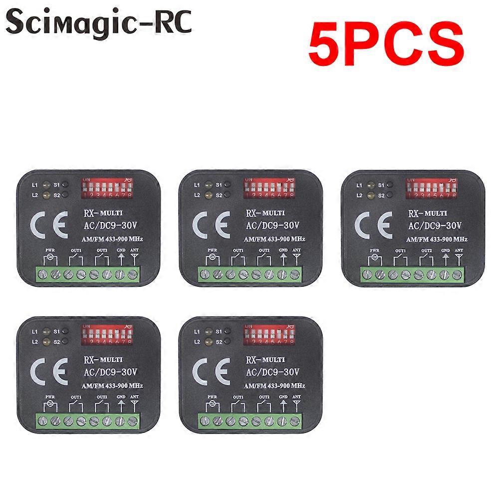 5pcs Garage Remote Control RX Multi-frequency Switch Receiver 433MHz 868MHz AC/DC 9-30V 300-900MHz For Garage Gate Door